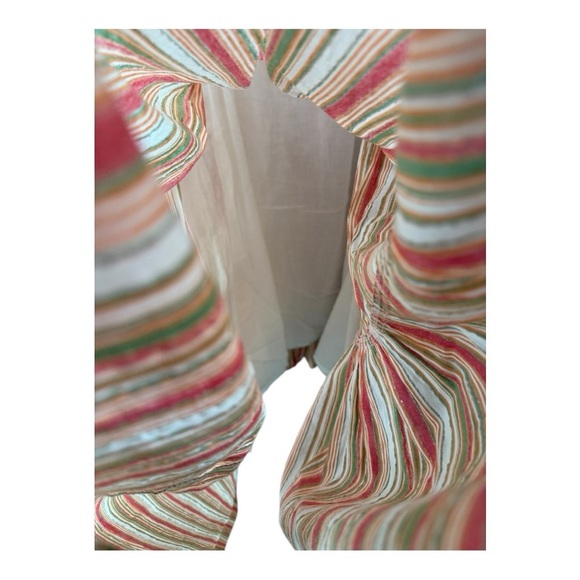 Linda Anderson Striped Square Neck Smocked Back Gold Shimmer Sundress Size Large - Picture 11 of 16